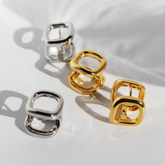 Minimalist Square Frame Ear Buttons