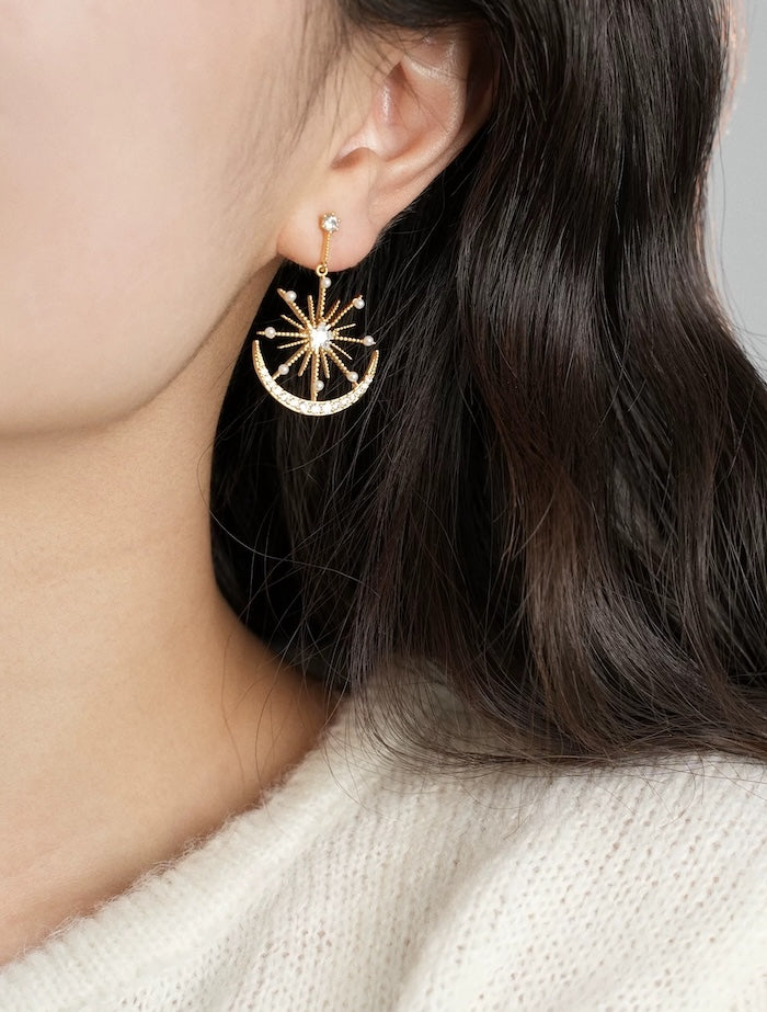 Luxury Star & Moon Statement Drop Earrings