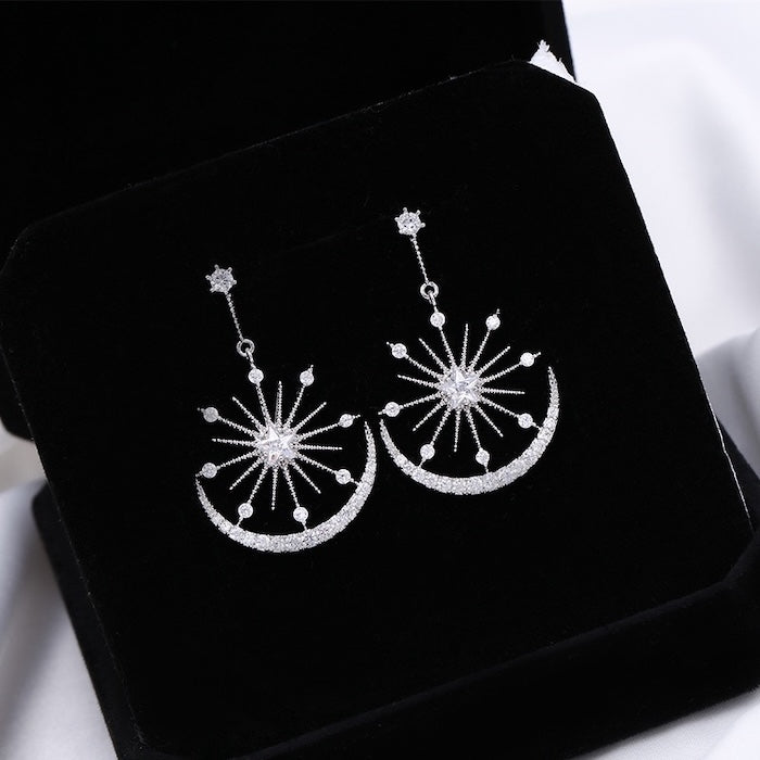 Luxury Star & Moon Statement Drop Earrings