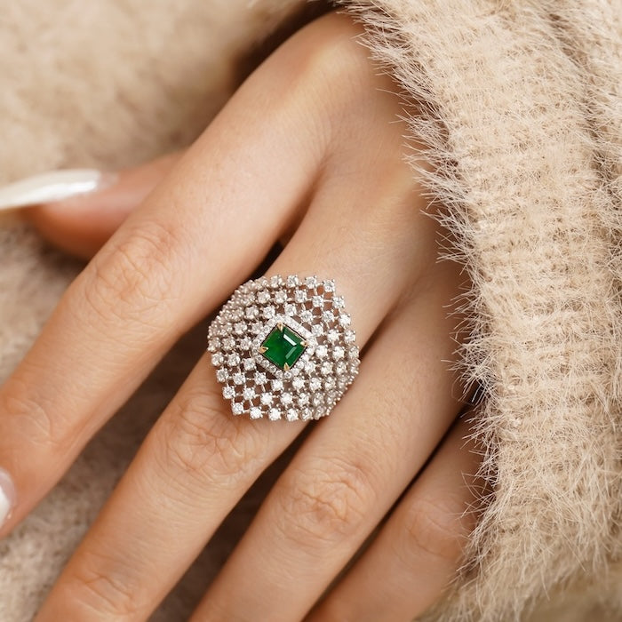 Chunky Shimmering Star Net Wide Ring