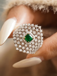 Chunky Shimmering Star Net Wide Ring