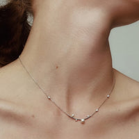 Sterling Silver Starry Pearl and Crystal Necklace