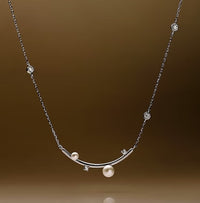 Sterling Silver Starry Pearl and Crystal Necklace