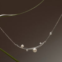 Sterling Silver Starry Pearl and Crystal Necklace