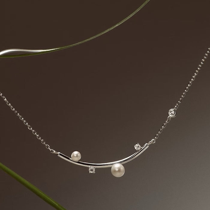 Sterling Silver Starry Pearl and Crystal Necklace