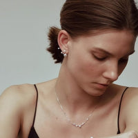 Sterling Silver Starry Pearl and Crystal Necklace