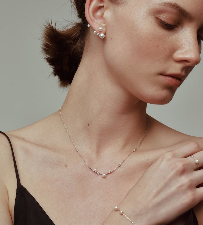 Sterling Silver Starry Pearl and Crystal Necklace