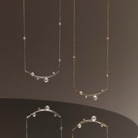 Sterling Silver Starry Pearl and Crystal Necklace