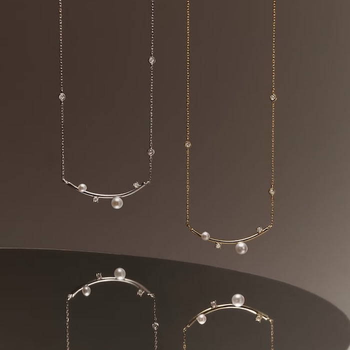 Sterling Silver Starry Pearl and Crystal Necklace