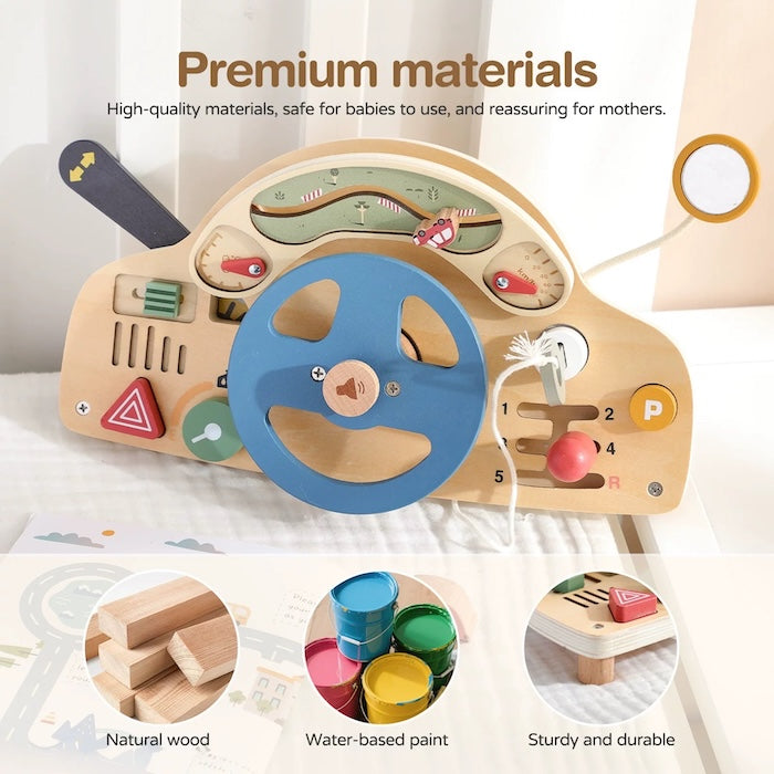 Wooden Steering Wheel Montessori Activity Toy