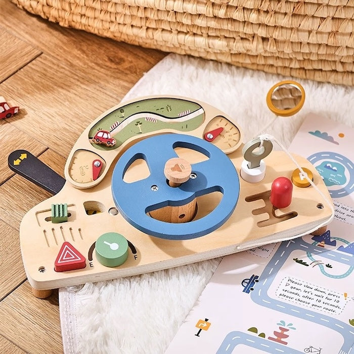 Wooden Steering Wheel Montessori Activity Toy
