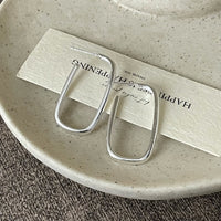 Minimalist Sterling Silver Rectangle Hoop Earrings