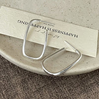 Minimalist Sterling Silver Rectangle Hoop Earrings
