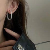 Minimalist Sterling Silver Rectangle Hoop Earrings