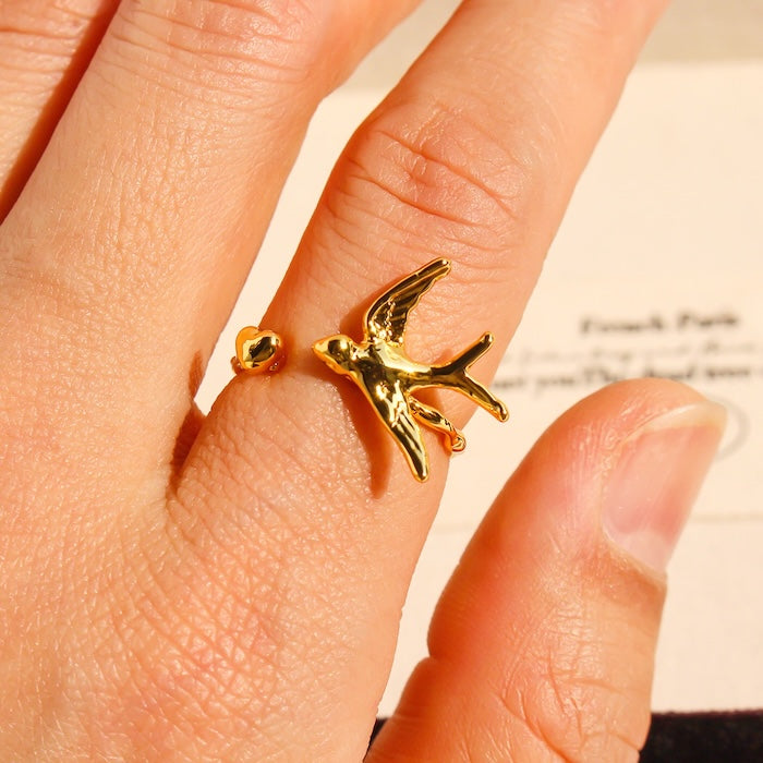 Artistic Swallow Bird Ring