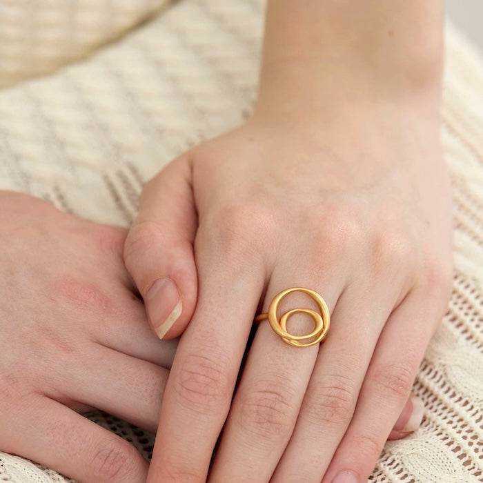 Minimalist Swirl Line Ring - Gold n Silver