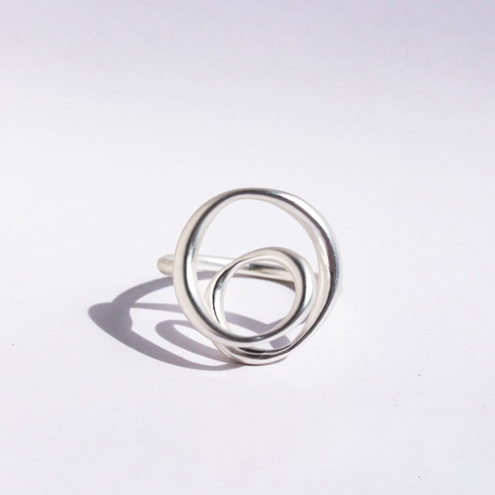 Minimalist Swirl Line Ring - Gold n Silver