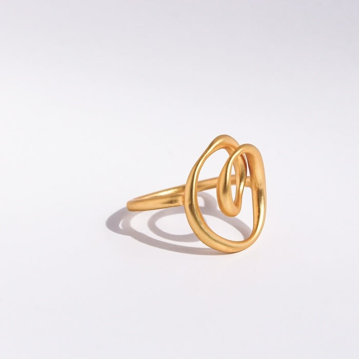 Minimalist Swirl Line Ring - Gold n Silver
