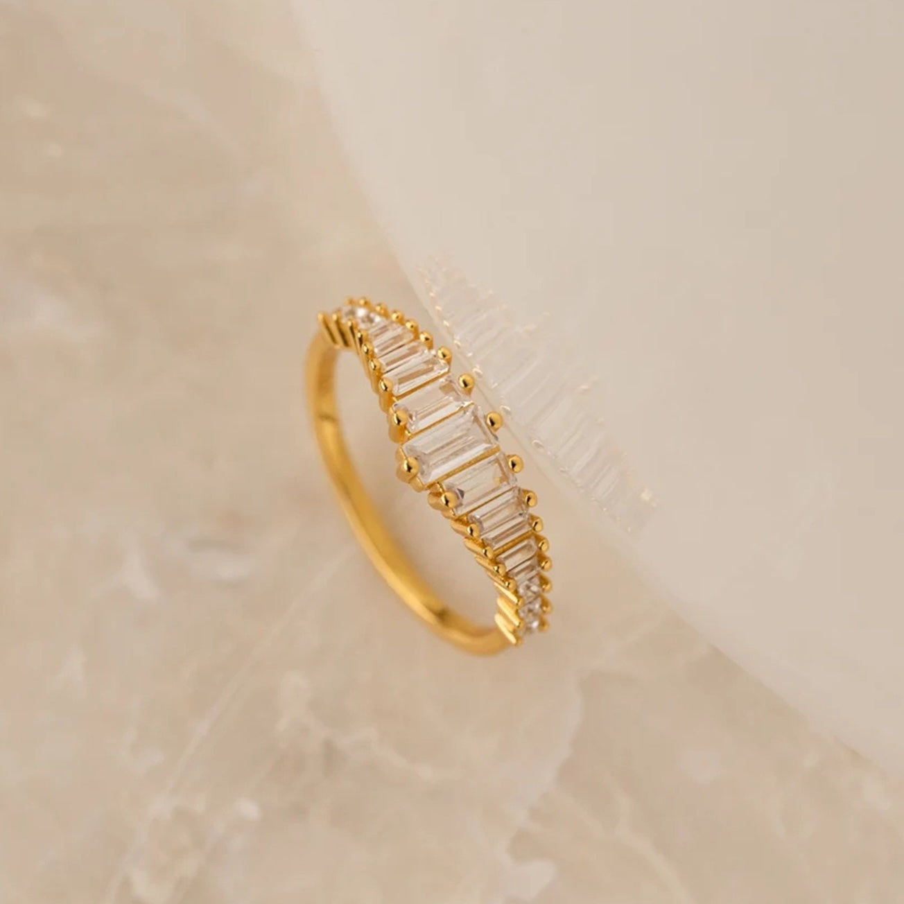 Transition Eternity Rings with Emerald-cut Stones