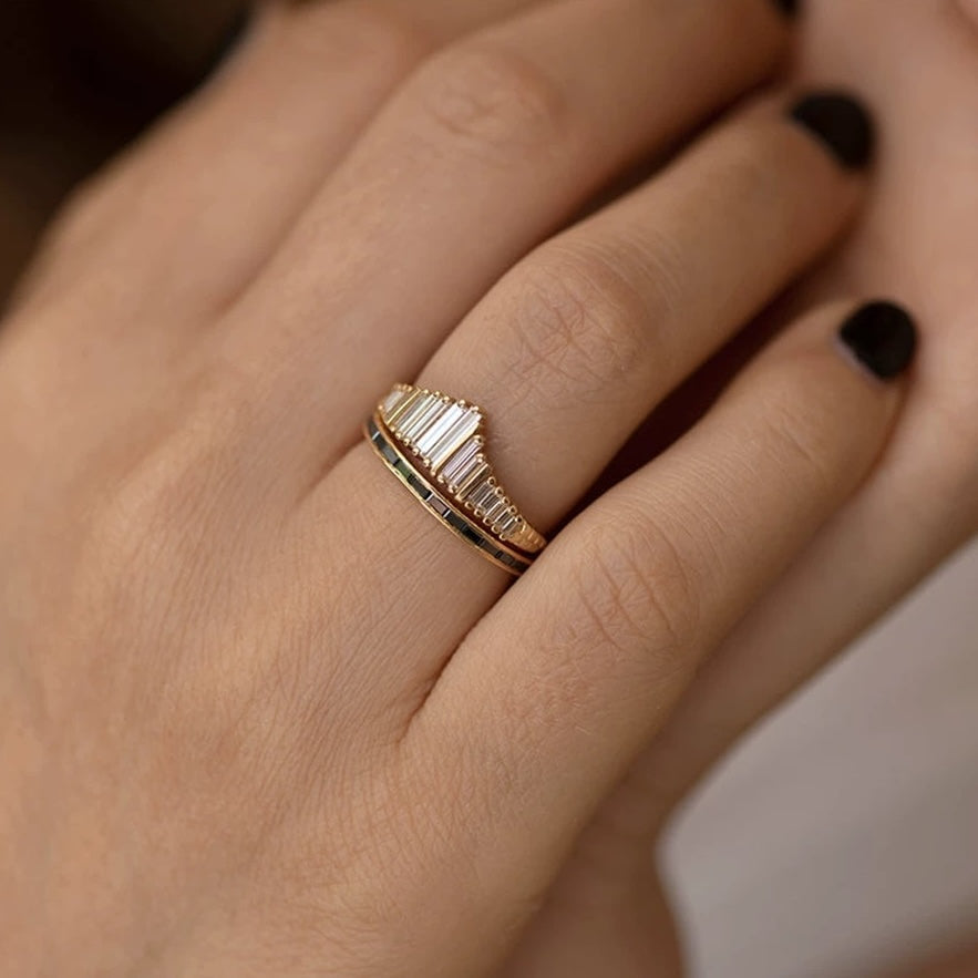 Transition Eternity Rings with Emerald-cut Stones