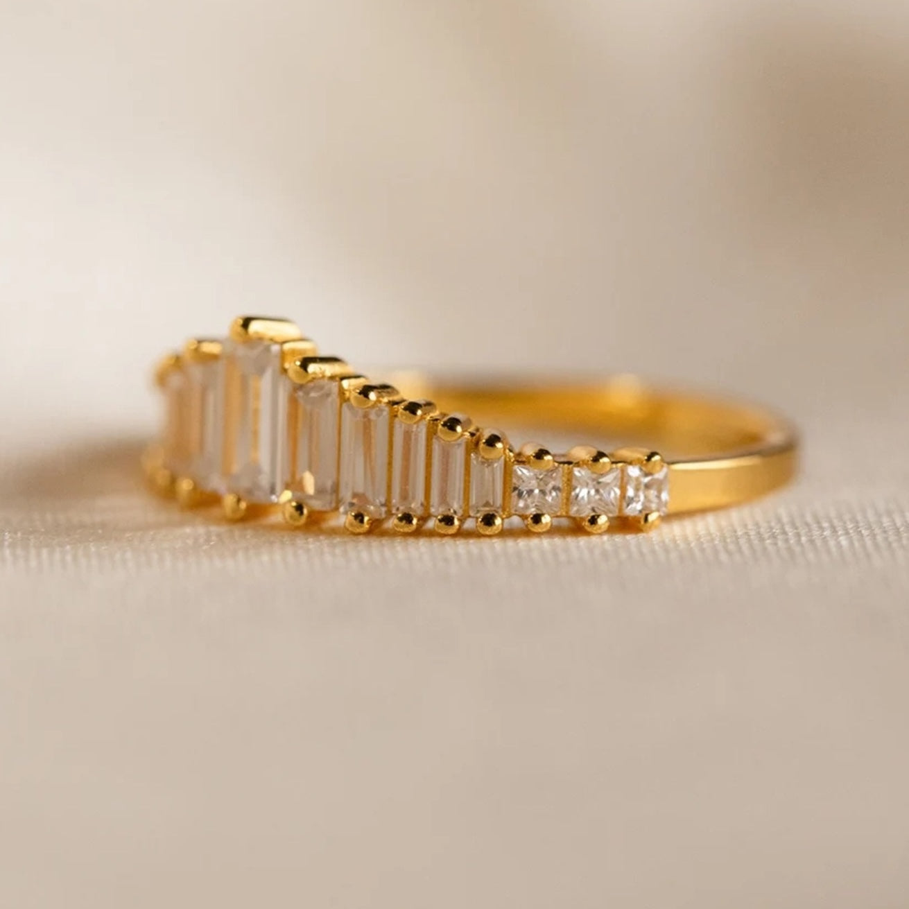 Transition Eternity Rings with Emerald-cut Stones