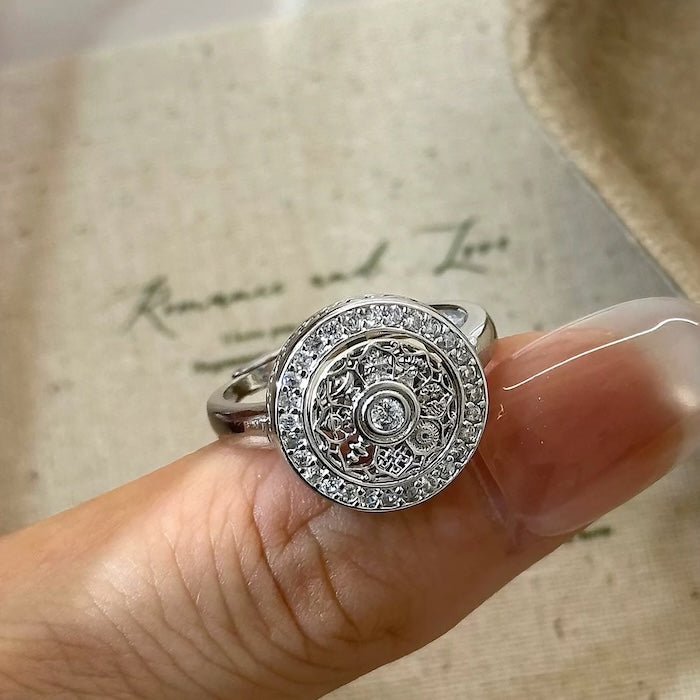 Vintage Compass Spinner Necklace n Ring Set