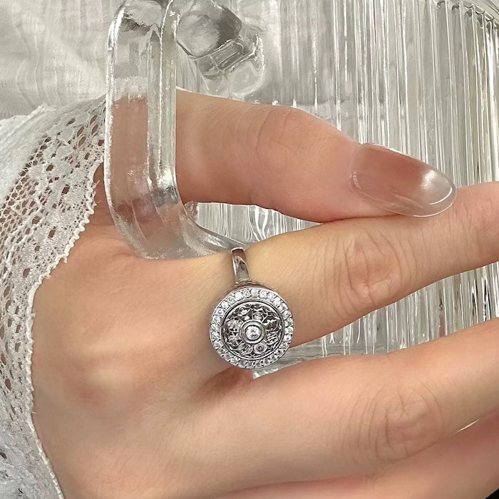 Vintage Compass Spinner Necklace n Ring Set