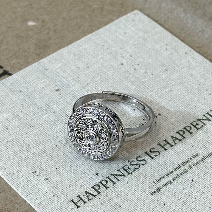 Vintage Compass Spinner Necklace n Ring Set