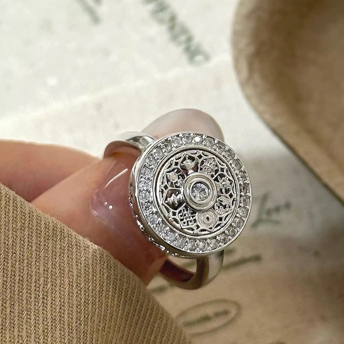 Vintage Compass Spinner Necklace n Ring Set