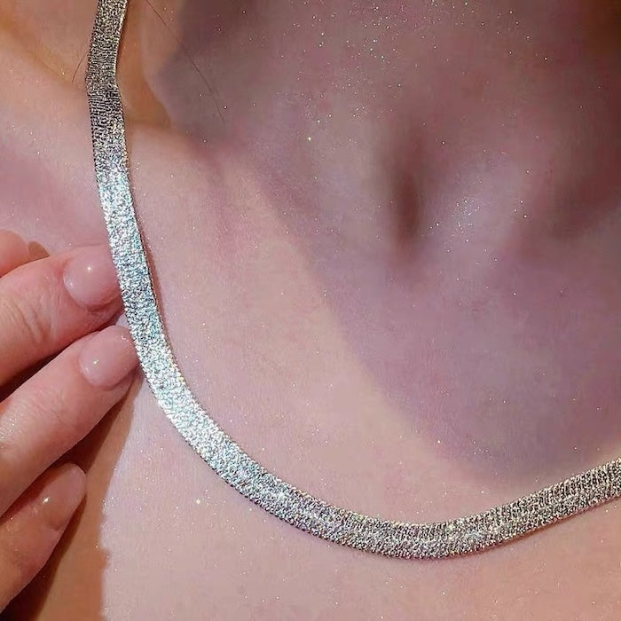 Ultra Shiny Layered Herringbone Chain Necklace