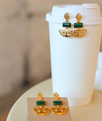 Royal Style Drop Earrings with Malachite