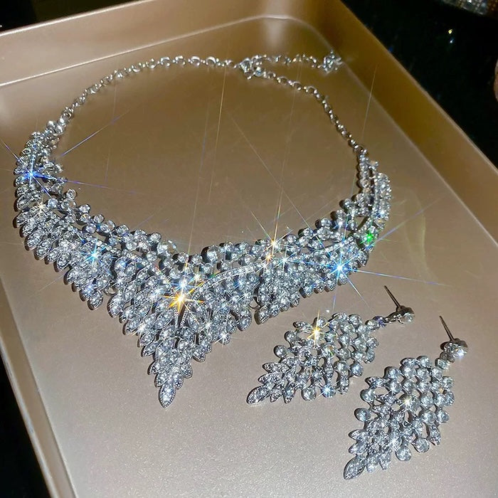 Dazzling Crystal Waterfall Bridal Jewelry Set
