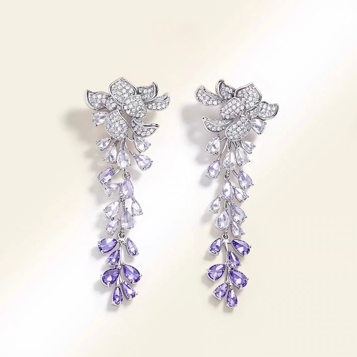 Dazzling Wisteria Flower Tassel Earrings