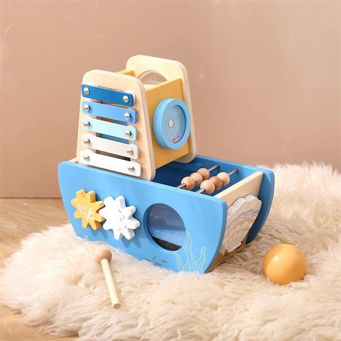 Wooden 5 in 1 Activity Boat Toy
