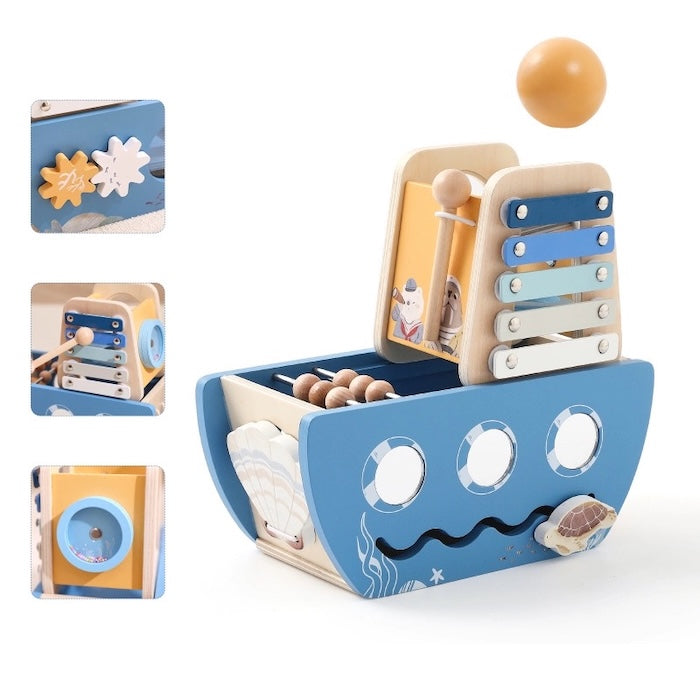 Wooden 5 in 1 Activity Boat Toy
