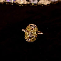 Yellow Crystal Cluster Open Ring
