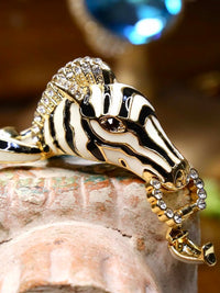 Vintage Zebra Enamel Chunky Statement Bracelet