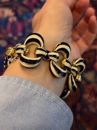 Vintage Zebra Enamel Chunky Statement Bracelet