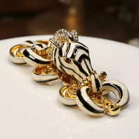 Vintage Zebra Enamel Chunky Statement Bracelet