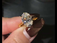 Dazzling 5CT Pigeon Egg Oval Stone Ring featuring a large oval-cut premium zirconia in a gold-plated adjustable solitaire-inspired setting.
