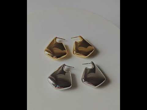 Geometric Drop Earrings-Gold n Silver
