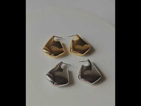 Geometric Drop Earrings-Gold n Silver