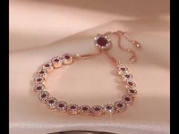 Rose Gold Plated Red Crystal Adjustable Chain Bracelet
