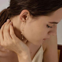 Retro Rose Gold-Plated Longline Earrings