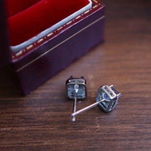 Fancy Square Sapphire Gem Earrings