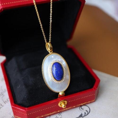 Lapis Lazuli MOP Large Oval Pendant - Pendant Only