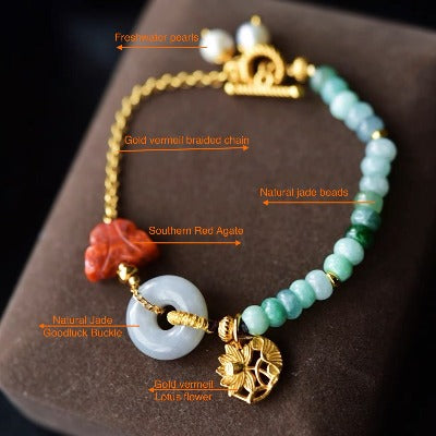 Jade and Red Agate Goodluck Bracelet