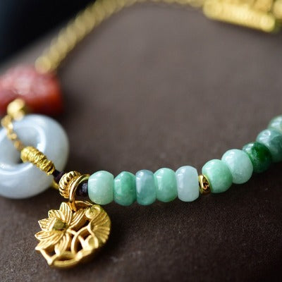 Jade and Red Agate Goodluck Bracelet