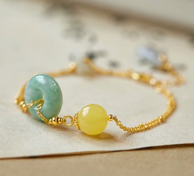 Jade and Amber Goodluck Bracelet