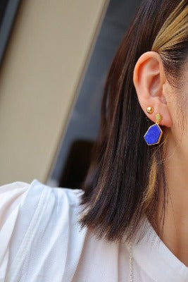 Royal Blue Lapis Lazuli Hexagon Earrings